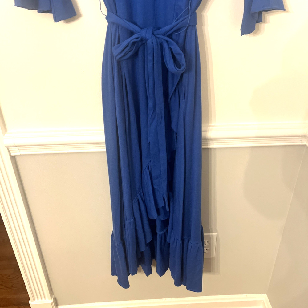 Soft Surroundings Springtime Ruffleneck Dress Medium Blue - Picture 4 of 11